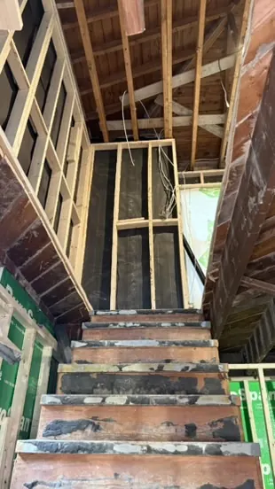 Stairwell opened up during a second-storey addition